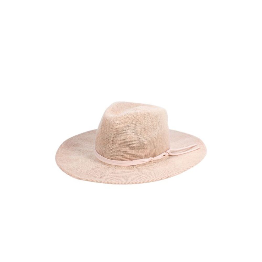 Wyeth Womens Pink Cotton Leather Strap Woven Fedora Hat One Size